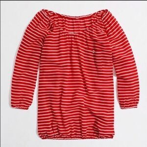 J. Crew Stripe Red White Gauze Blouse Top XXS NWOT